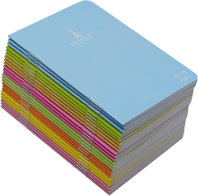 Yansanido 24 Pcs 4.9 Inch x 3.5 Inch Pocket Notebook 24 Sheets (48 Pages) 7mm College Ruled Porta... | Amazon (US)