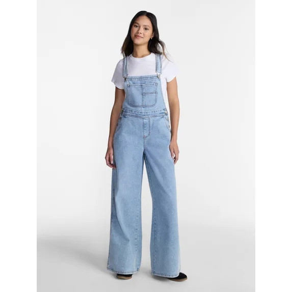 No Boundaries Wide Leg Baggy Overalls, Women's XXS-XXL | Walmart (US)