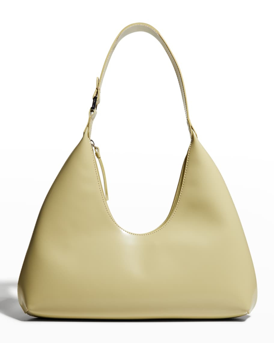 BY FAR Amber Half-Moon Semi-Patent Shoulder Bag | Neiman Marcus
