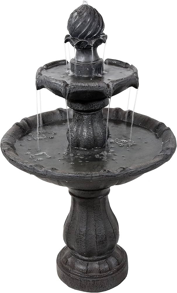 Sunnydaze 35" Solar 2-Tier Outdoor Water Fountain - Garden Water Feature with Battery Backup and ... | Amazon (US)