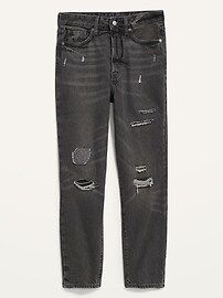Higher High-Waisted Button-Fly O.G. Straight Ripped Gray Non-Stretch Jeans for Women | Old Navy (US)