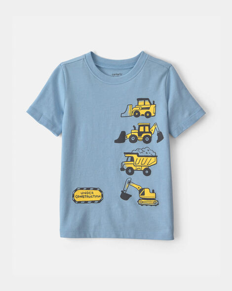 Toddler Boy Construction Graphic Tee - Blue | Carter's Inc