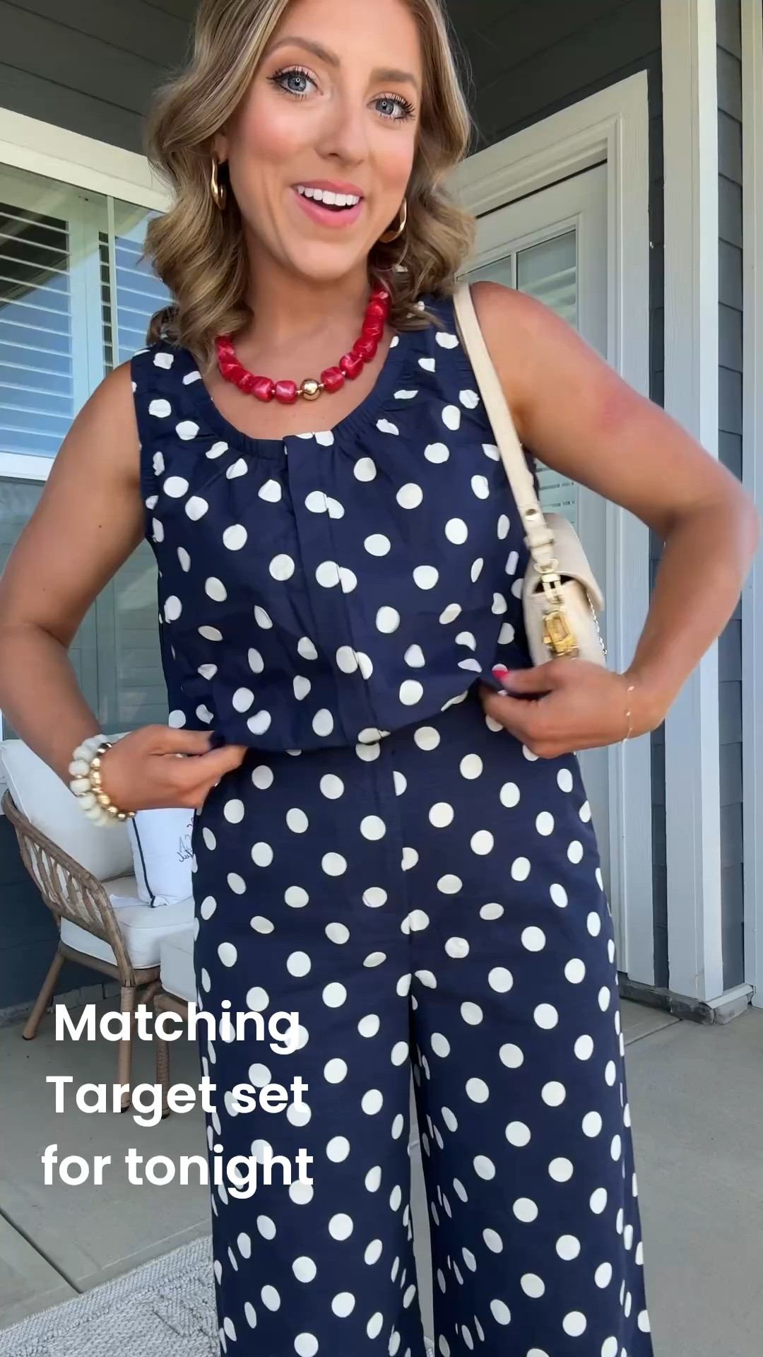 Tonight’s outfit for Honors Night at my daughter’s school ❤️🤍💙 This adorable Target polka dot matching set was too good to pass up! The flowy wide leg pants are SO comfy, the fit is super flattering, and I love how easy it is to dress up with a fun necklace and sandals 👏🏻

The perfect outfit when you want to feel cute, comfortable, and a little extra patriotic without trying too hard 🇺🇸✨ Definitely one of my favorite Target fashion finds lately!

#TargetStyle #TargetFashion #MatchingSet #PolkaDots #WideLegPants #MomStyle #OOTD #AffordableFashion #TargetFinds #MatchingSetStyle #CasualChic #EverydayStyle #SummerStyle #PatrioticStyle #FashionFinds #ComfyStyle #TargetOOTD #WomensFashion #StyleOver40 #DateNightStyle

#LTKootd #LTKPetite