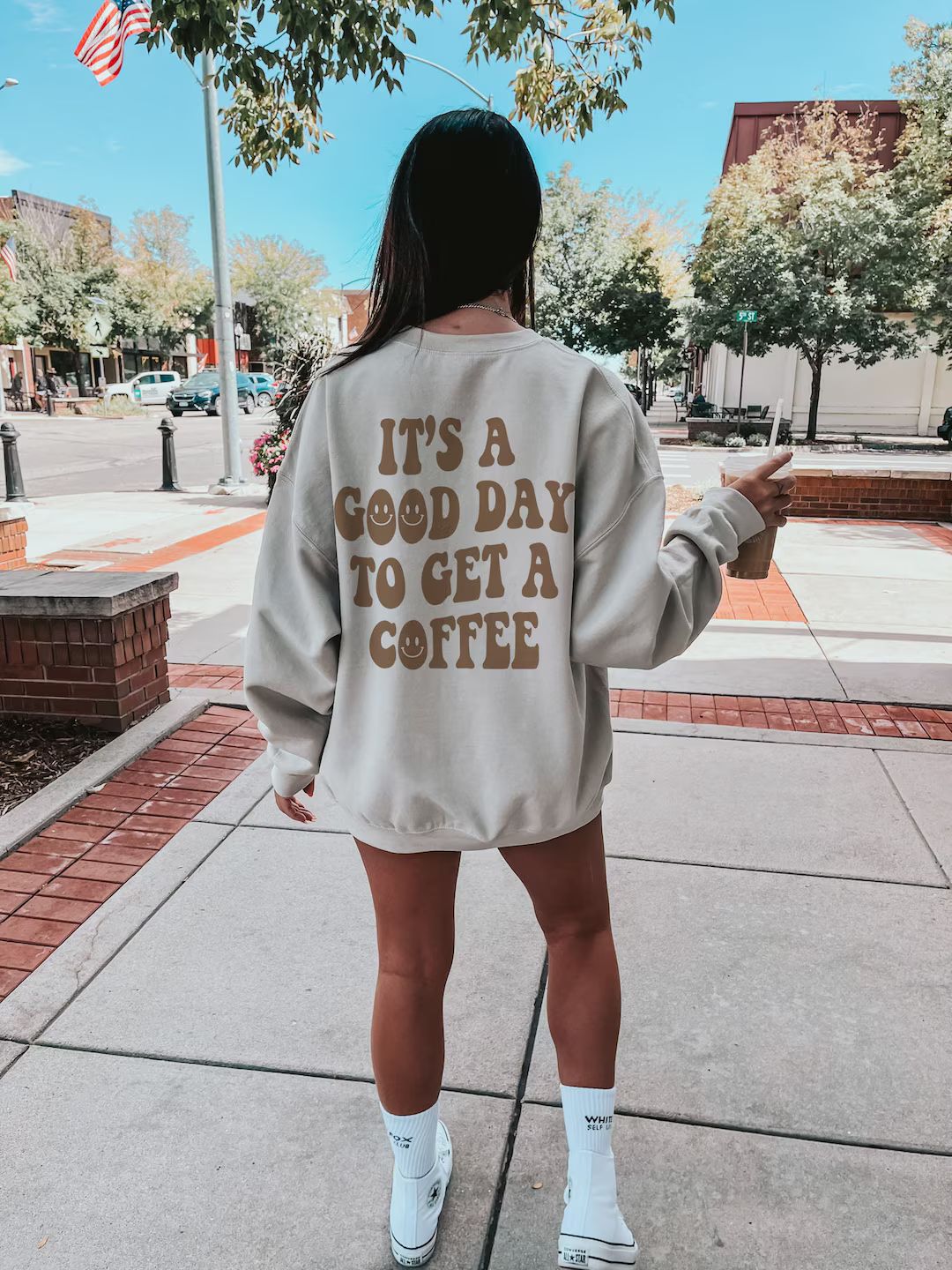 It's A Good Day to Get A Coffee Sweatshirt, Retro Coffee Lover Gift, Trendy Aesthetic Oversized S... | Etsy (US)