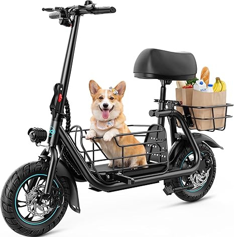 Gyroor C1S Electric Scooter with Seat for Adults - 550W Motor, Pet Basket, 19 MPH Top Speed, 20 M... | Amazon (US)