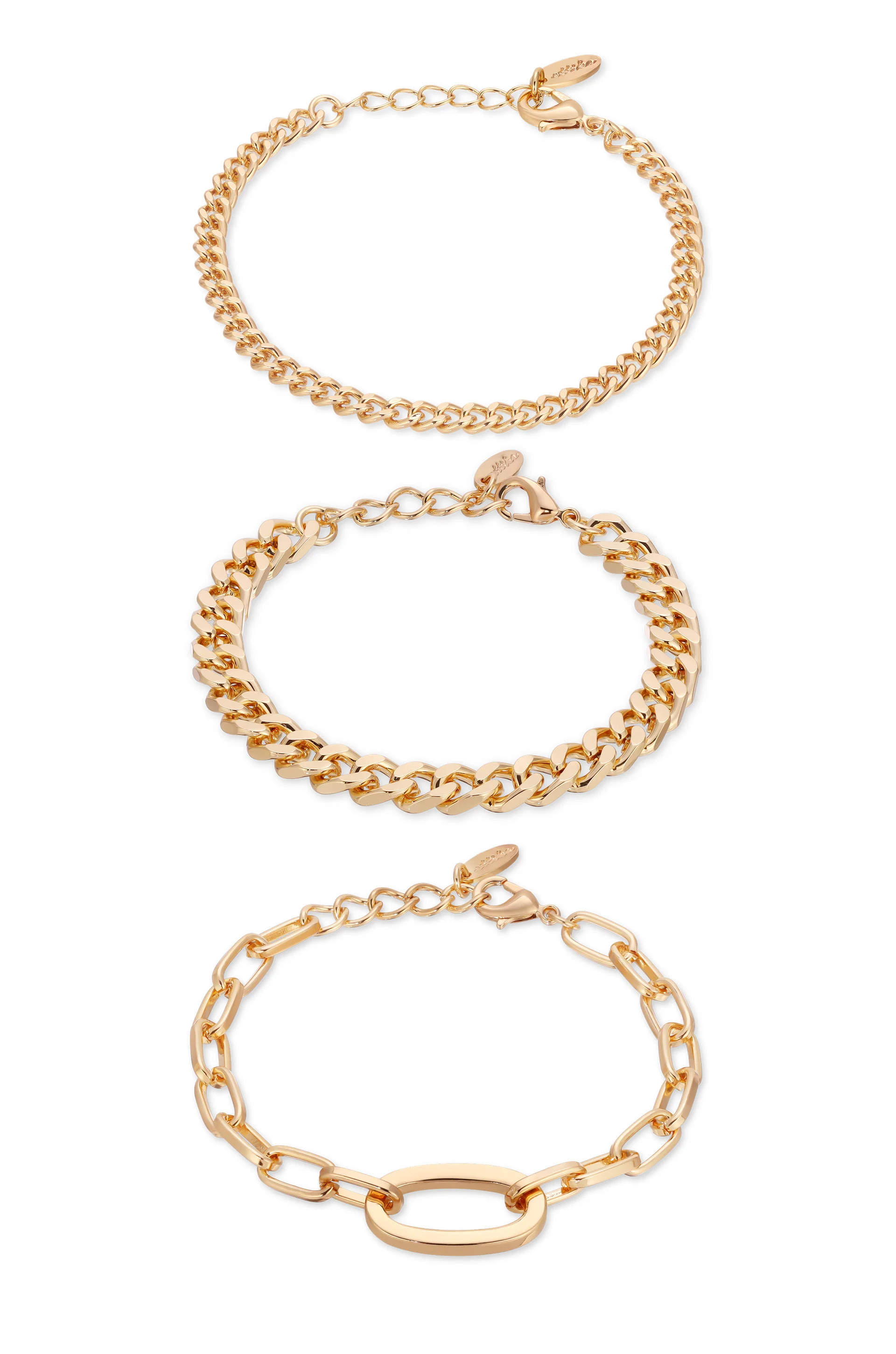 Chain Game 18k Gold Plated Bracelet Set of 3 | Ettika