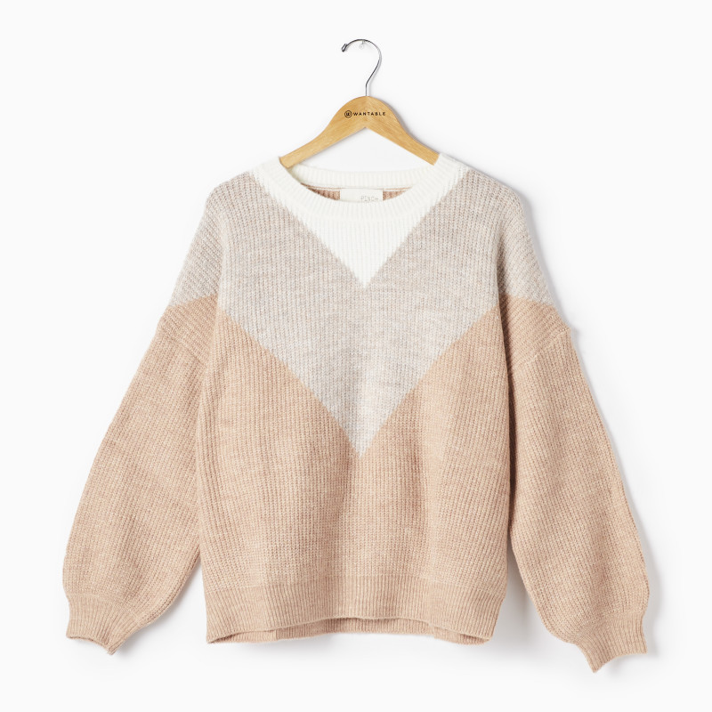Cheveron Color Block Sweater Mauv/Pnk/Ivory M (6-8) | Wantable