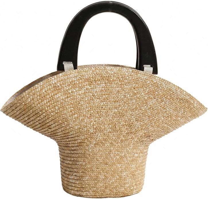 Cute Hat-Shaped Straw Beach Bags for Women- Handwoven Summer Handbags w/Zipper- Lightweight Woven... | Amazon (US)