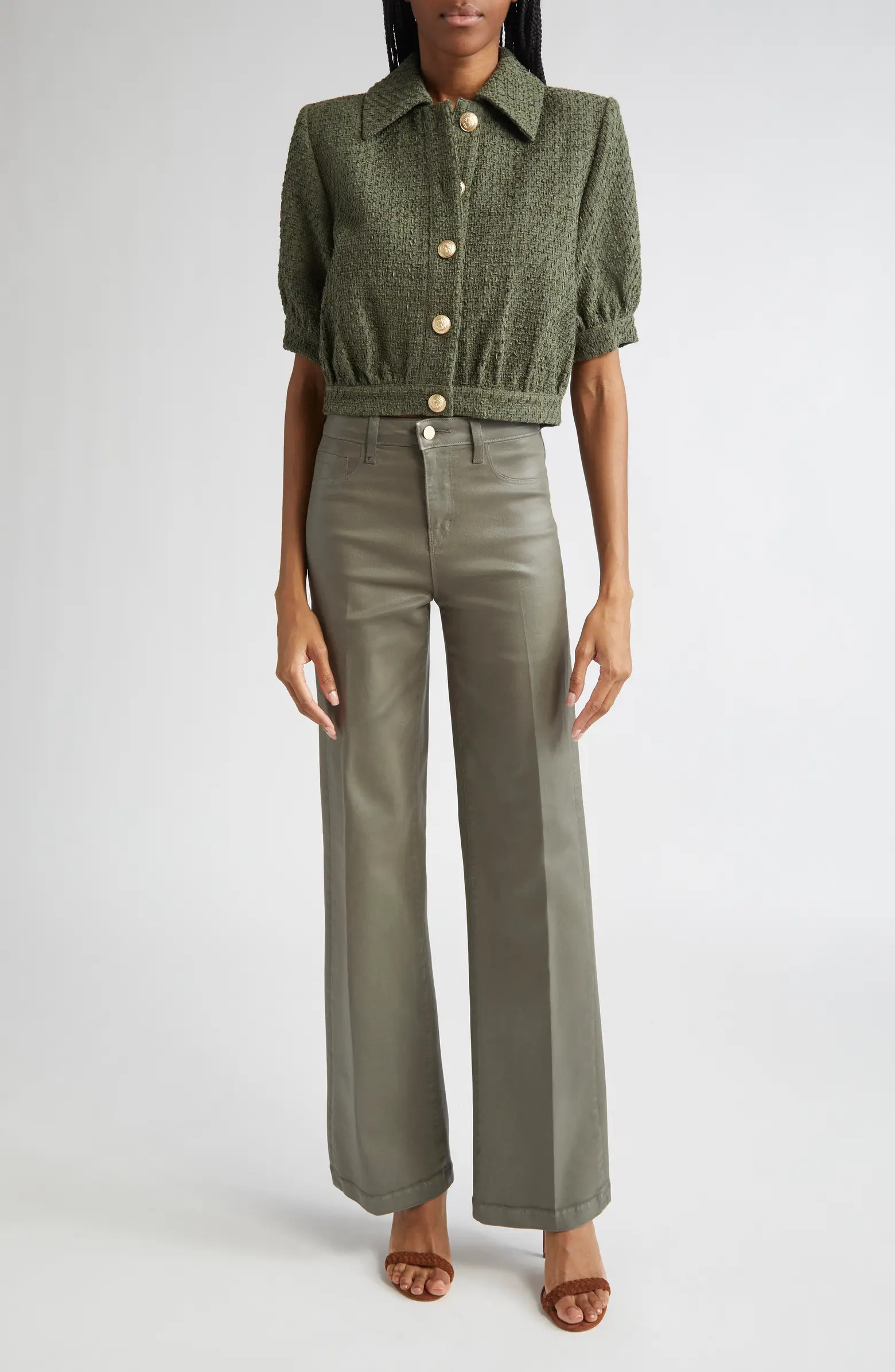 L'AGENCE Scottie High Waist Coated Wide Leg Jeans | Nordstrom | Nordstrom