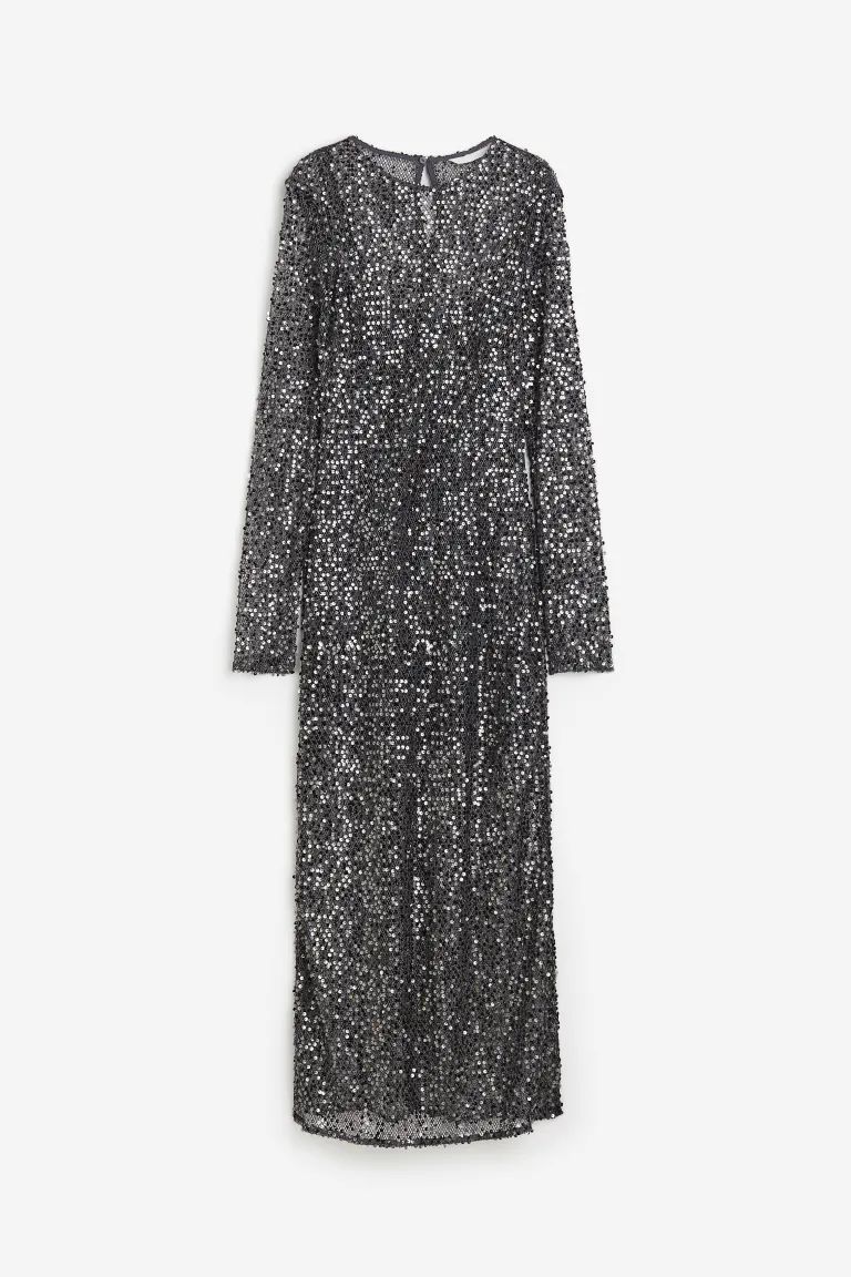 Sequined Net Dress - Dark gray - Ladies | H&M US | H&M (US + CA)