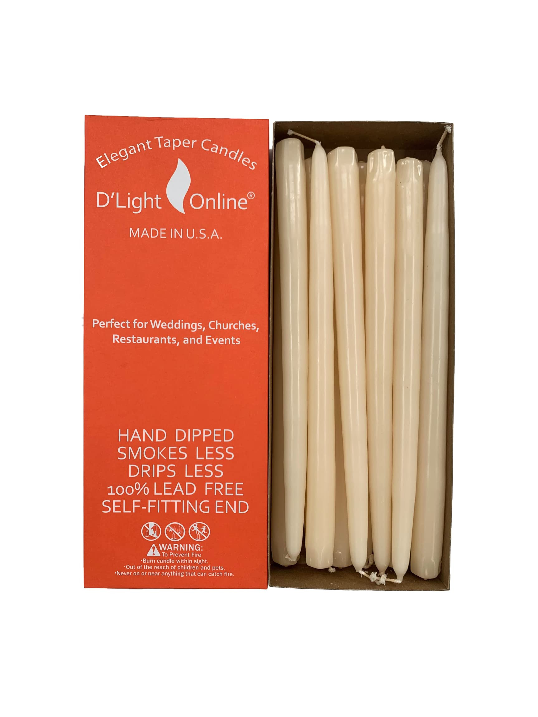 Ivory Taper Candles, 12 Inch Premium Quality Tapered Candles Hand-Dipped, Dripless, Smokeless Par... | Amazon (US)