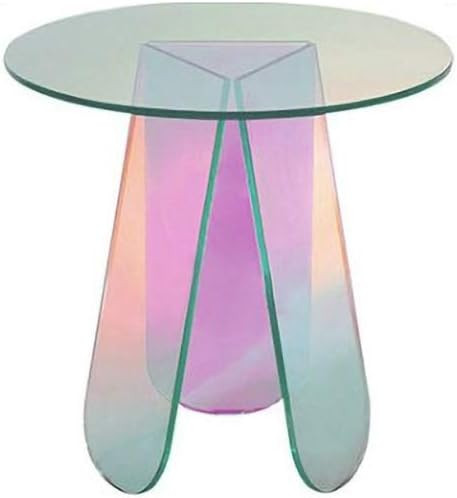 Amazon.com: Homary Acrylic End Table Clear Round Side Table Modern Accent Table Iridescent : Home... | Amazon (US)