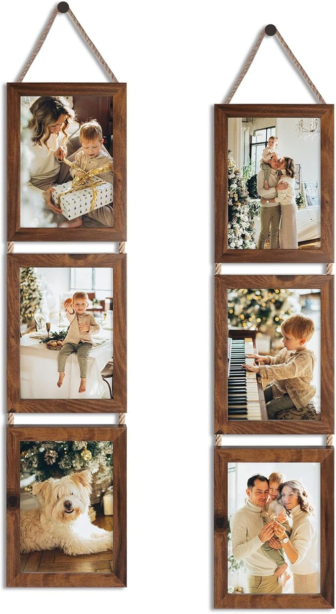 5x7 Collage Picture Frames, 3 Openings Hanging Photo Frame Set Display Vertical 5 by 7 inch Pictu... | Amazon (US)