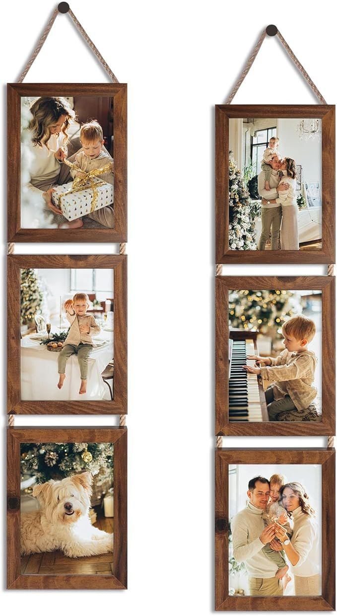 QUTREY 5x7 Collage Picture Frames, 3 Openings Hanging Photo Frame Set Display Vertical 5 by 7 inc... | Amazon (US)