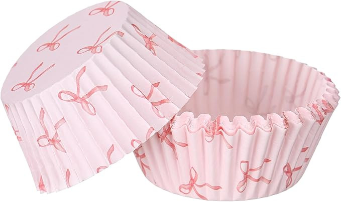 Tioncy 300 Pcs Pink Bow Cupcake Liners Coquette Bow Cupcake Wrappers Baking Cups Baking Standard ... | Amazon (US)