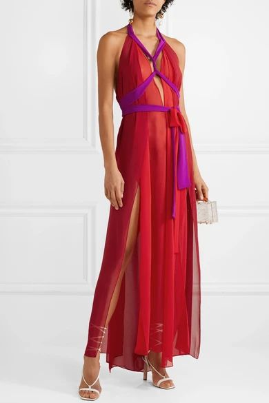 Cutout chiffon halterneck maxi dress | NET-A-PORTER (UK & EU)