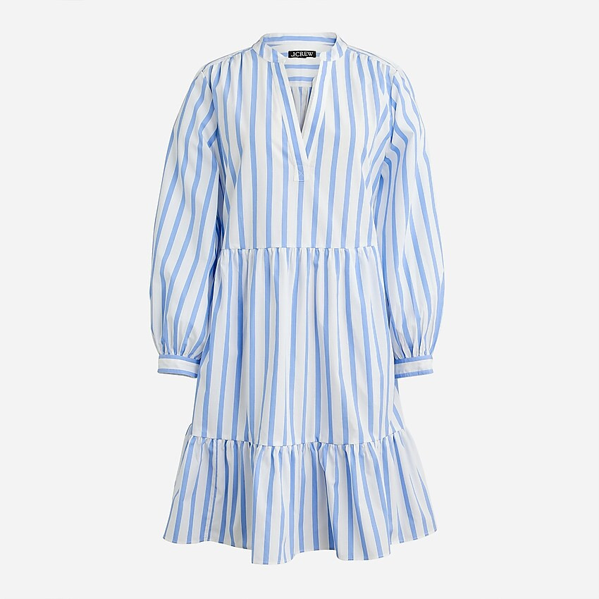 Tall tiered cotton poplin mini dress in Barrie stripe | J. Crew US