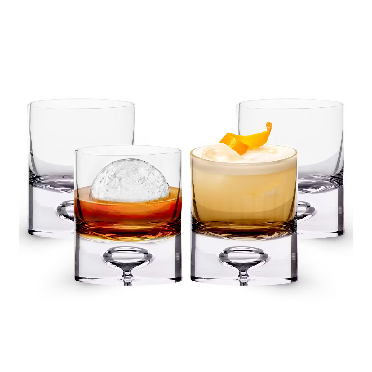 LEMONSODA Crystal Bubble Base Whiskey Glass Tumbler - 9.5oz - Set of 4 | Target