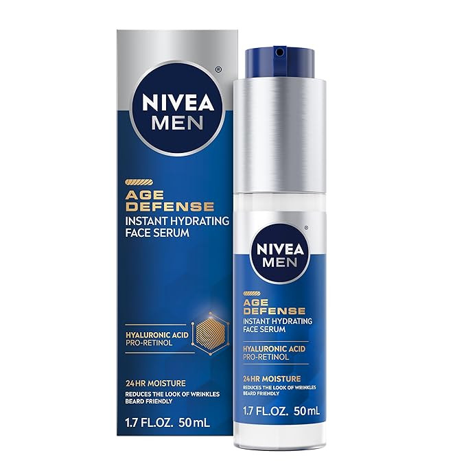 NIVEA MEN Age Defense Instant Hydrating Face Serum for Dry Skin, With Pro-Retinol and Hyaluronic ... | Amazon (US)
