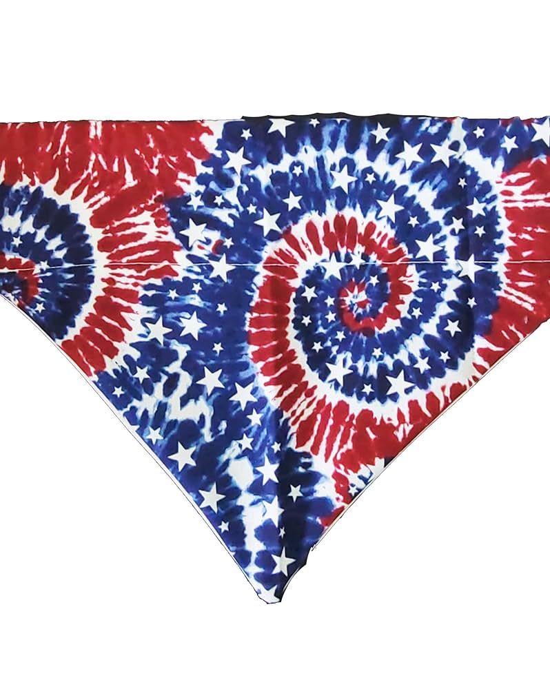 Red White and Blue Tye Dye Over the Collar Dog Bandana That Slips Onto Your Dogs Existing Collar ... | Amazon (US)