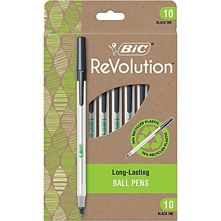 BIC ReVolution Stic Pens 1.0 mm Black 10PK - Office Depot | Office Depot and OfficeMax 