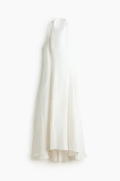 H&M Flared-skirt Halterneck Dress in White at Nordstrom, Size Xx-Large | Nordstrom