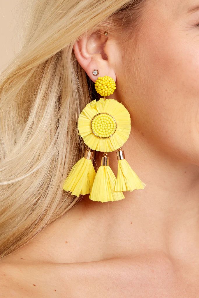 Not This Again Yellow Statement Earrings | Red Dress 