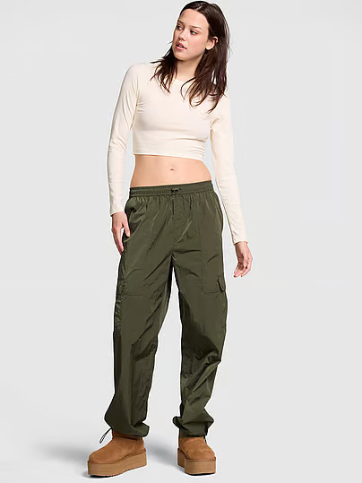 Parachute Cargo Pants, Green, S - Women's Bottoms - PINK | Victoria's Secret (US / CA )