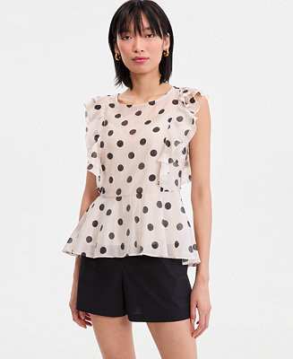 Women's Printed Ruffle-Sleeve Peplum Blouse | Macy's