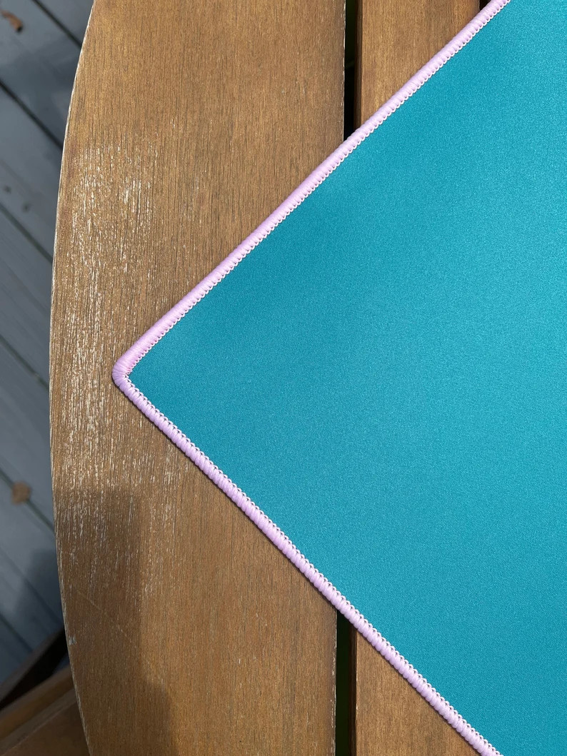 Mahjong Mat Seafoam Green Rubber Backed Game Mat With Pale Pink Stitching Great for Cards, Dice, ... | Etsy (US)