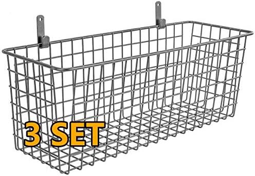 3 Set [Extra Large] Hanging Wall Basket for Storage, Wall Mount Sturdy Steel Wire Baskets, Metal ... | Amazon (US)