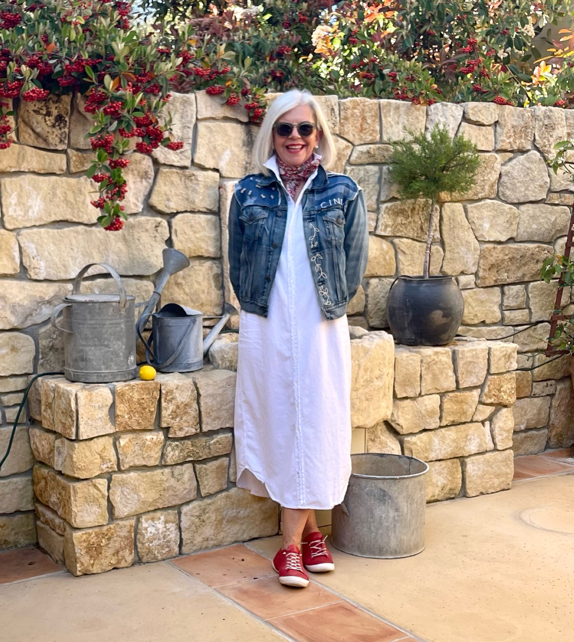 White midi shirt dress with sneakers and jean jackets

#shirtdress #jeanjacket

#LTKSeasonal #LTKstyletip