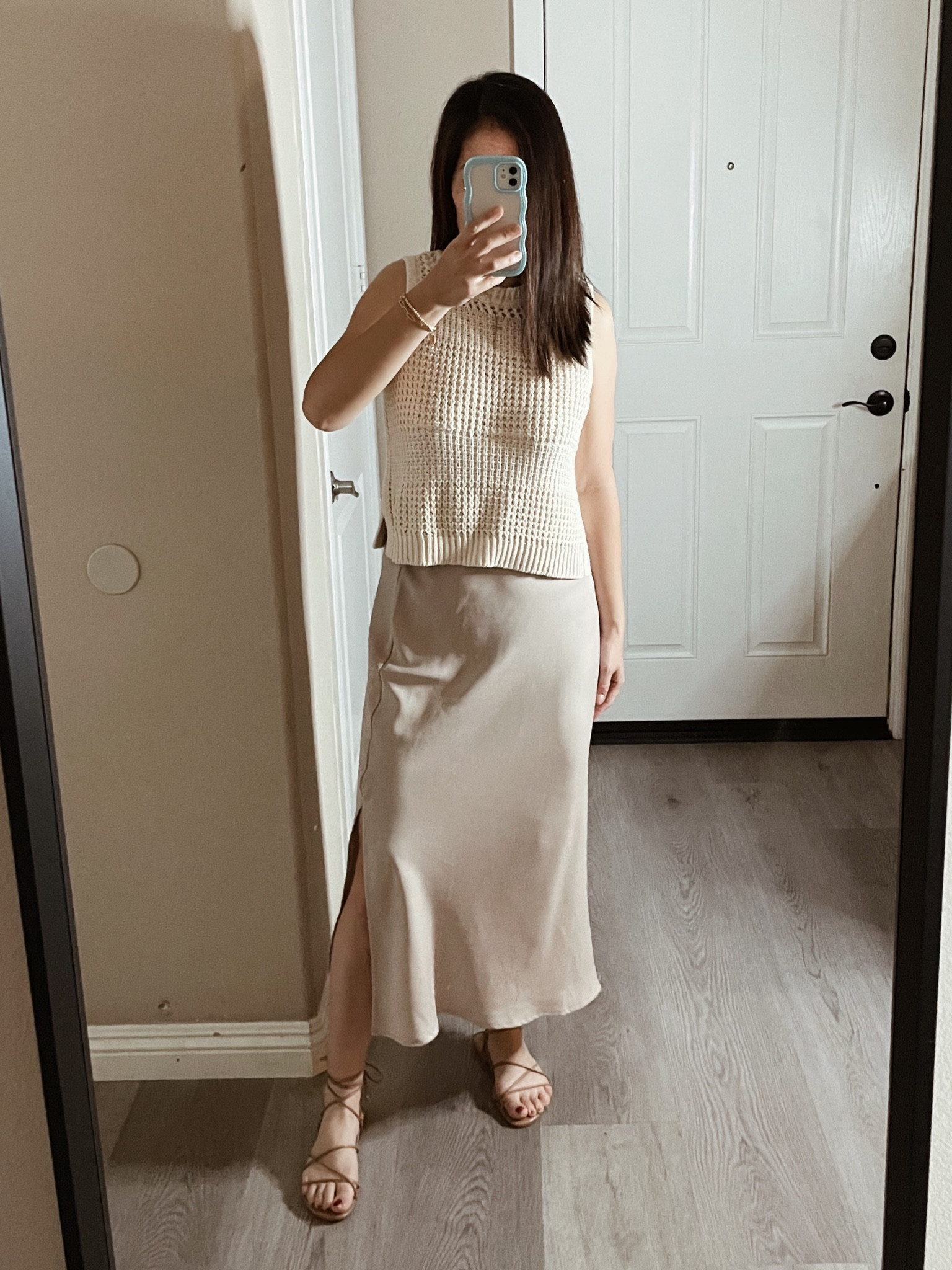 This sweater tank is so soft 30% off whole outfit
Crochet knit tank
Sweater tank 
slip skirt
Satin skirt
Midi skirt
Summer outfit
Gladiator sandals



#LTKsalealert #LTKunder50 #LTKstyletip