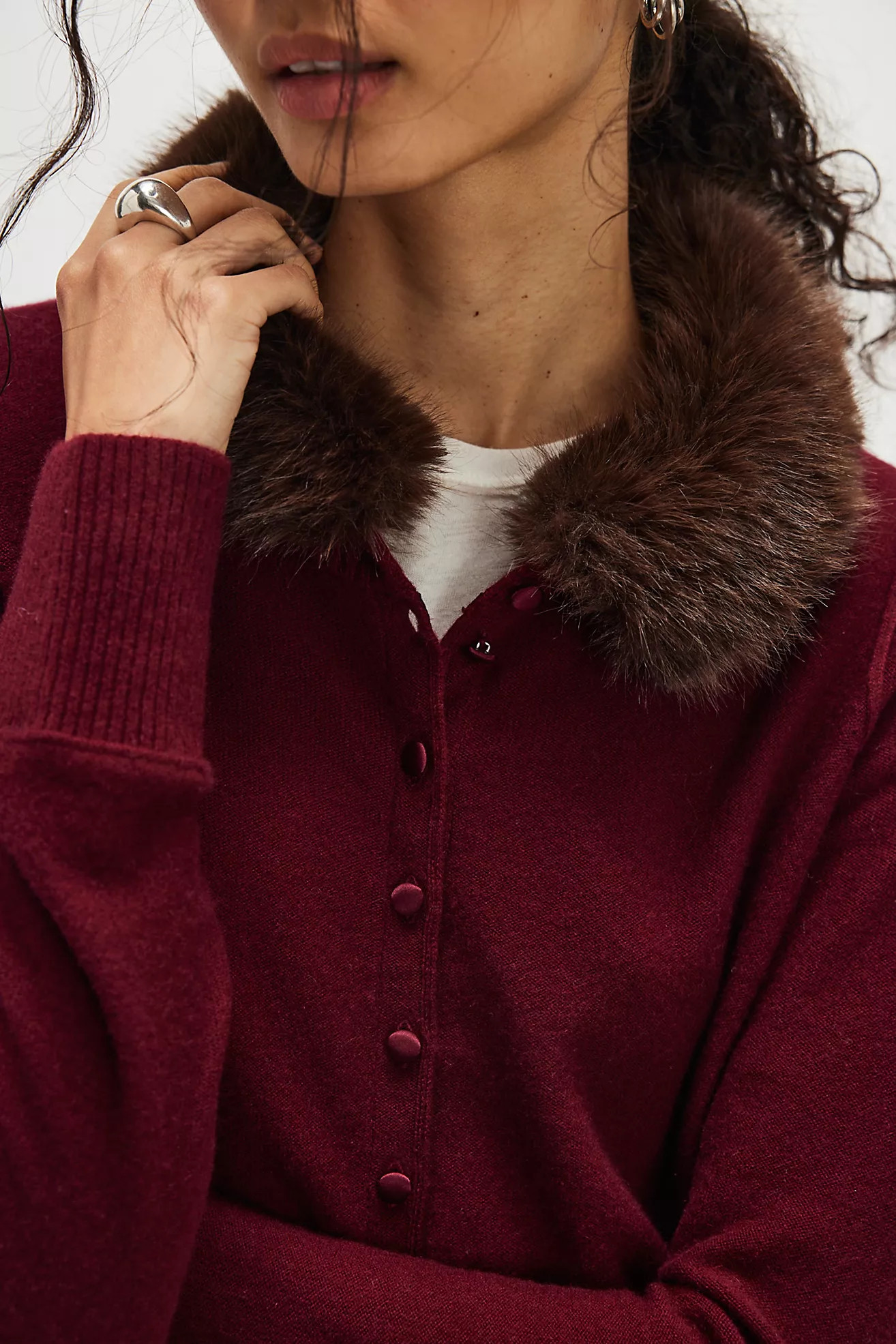 Nocturnal Faux Fur Collar Cardi | Free People (Global - UK&FR Excluded)