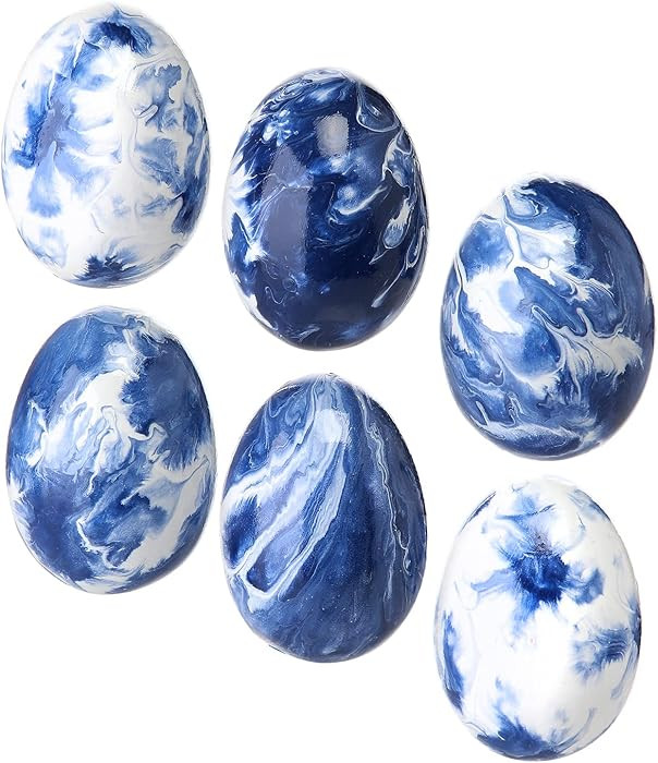 One Holiday Way Set of 6 2-Inch Blue and White Marbleized Terracotta Faux Easter Egg Figurines ... | Amazon (US)