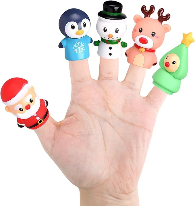 CCINEE 5 Pieces Christmas Finger Puppets Toys for Kids Elk Santa Claus Snowman Christmas Tree Cha... | Amazon (US)