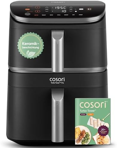 COSORI Turbo Tower Pro Airfryer, Keramikbeschichtung Heißluftfritteuse 2 Kammern, 10,8L Heissluf... | Amazon (DE)