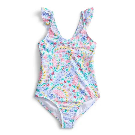 Wonder Nation Girls Ruffle One-Piece Swimsuit, Sizes 4-18 | Walmart (US)