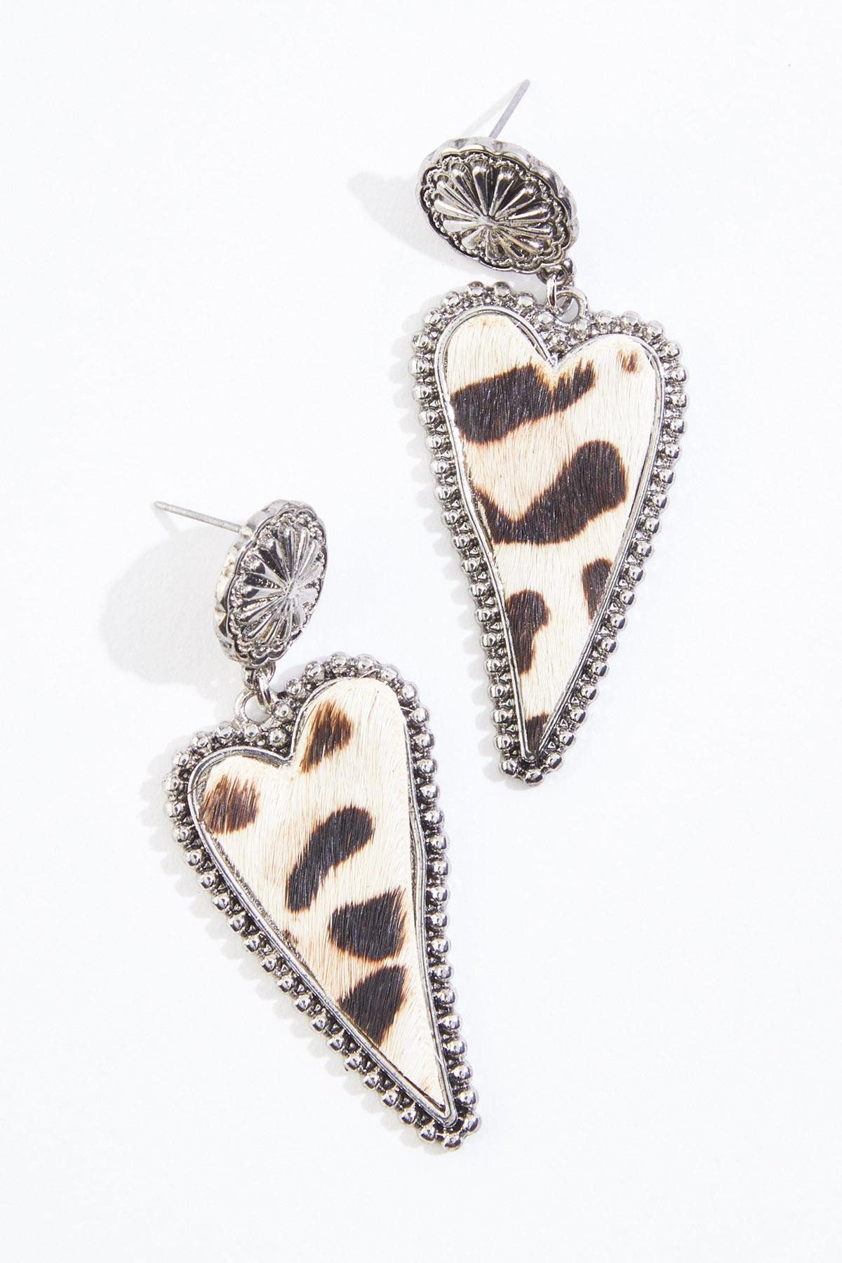 Cow Print Heart Earrings | Cato Fashions