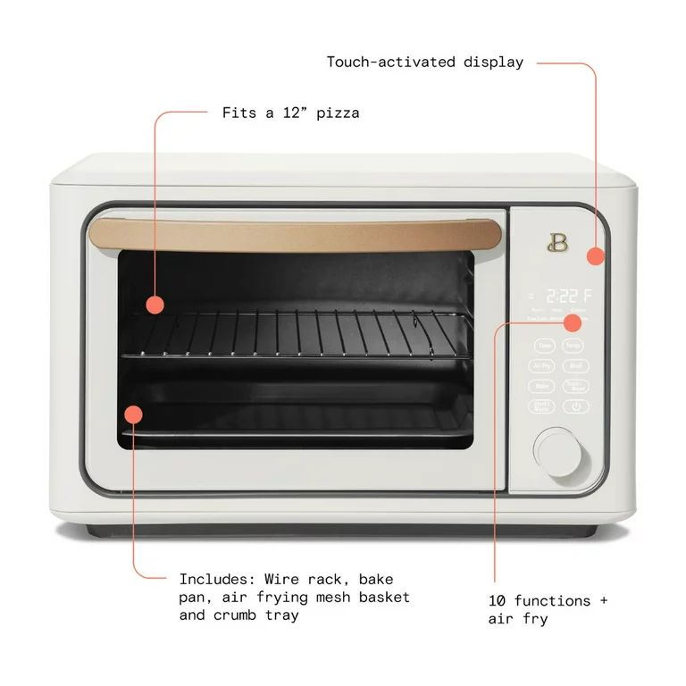 Beautiful 6 Slice Touchscreen Air Fryer Toaster Oven, White Icing by Drew Barrymore | Walmart (US)