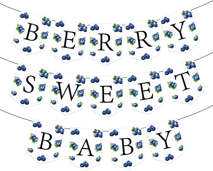 17Pcs Berry Sweet Baby Banner, Blueberry Themed Photo Decoration Props, Baby Shower Birthday Part... | Amazon (US)