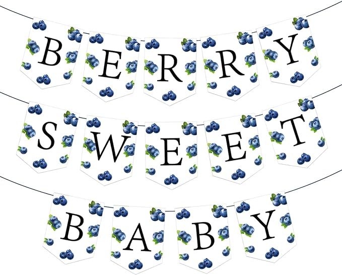17Pcs Berry Sweet Baby Banner, Blueberry Themed Photo Decoration Props, Baby Shower Birthday Part... | Amazon (US)