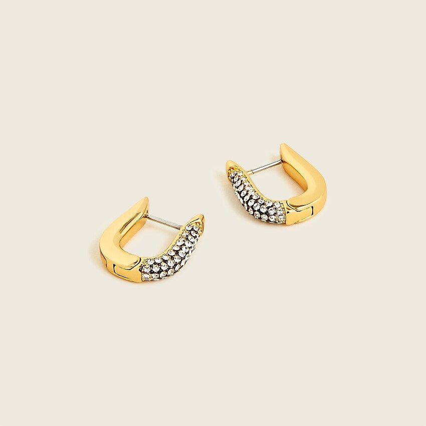 Oblong pavé hoop earrings | J.Crew US