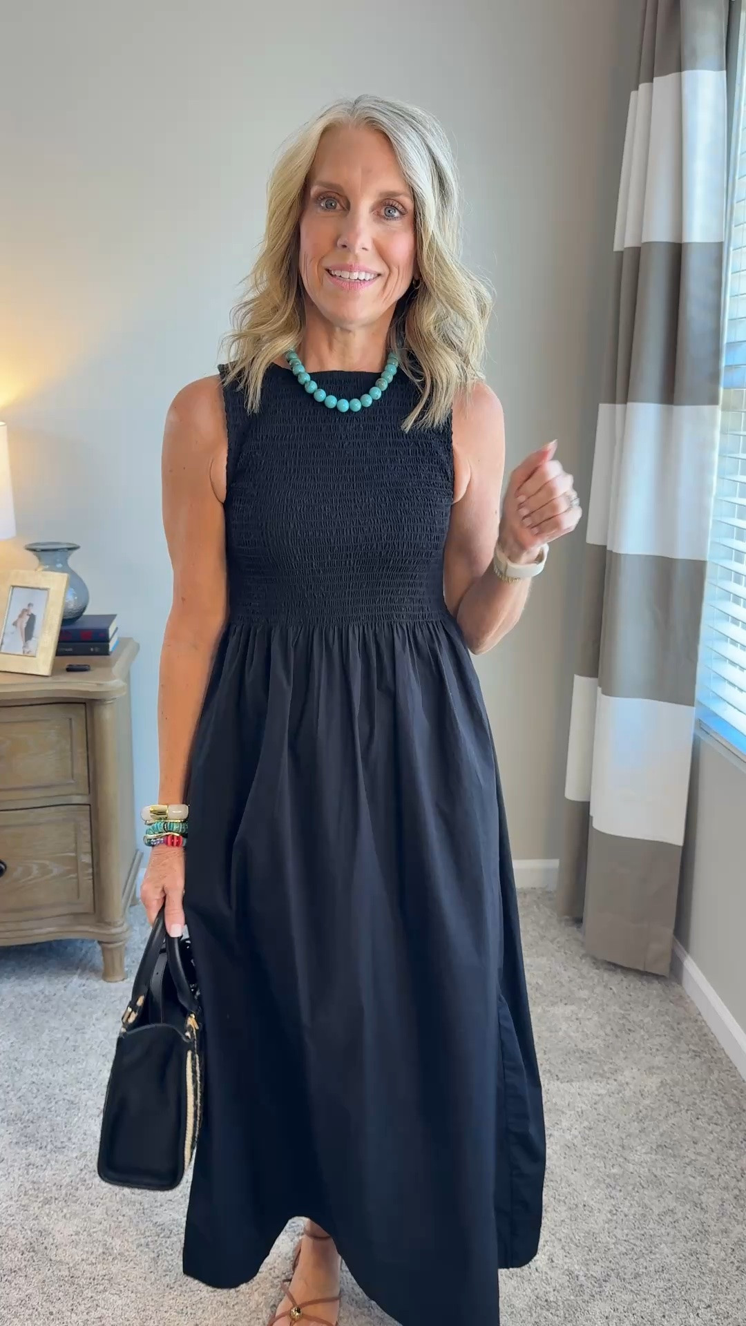 @Quince smocked dress for back to school, work, vacation 
Wearing XS 
Use COAST20 on Allie + Bess 

Necklace is 25% off on BaubleBar today

#LTKdayinmylife #LTKOver40 #LTKWorkwear