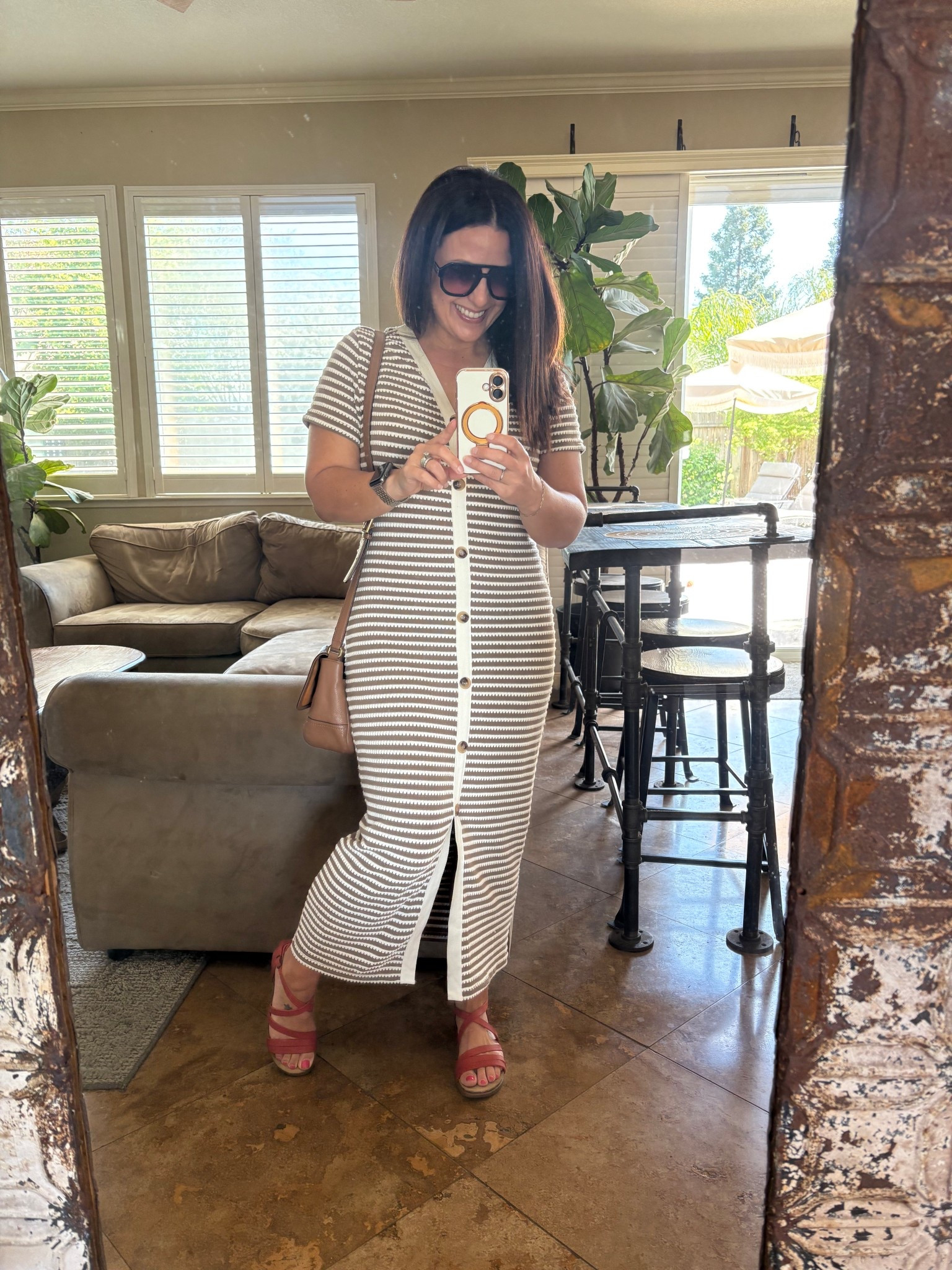 Perfect vacation travel dress. So flattering, comfy and stretchy. Wearing a small. Headed out for shopping and lunch. 


#LTKPetite #LTKTravel #LTKOver40
