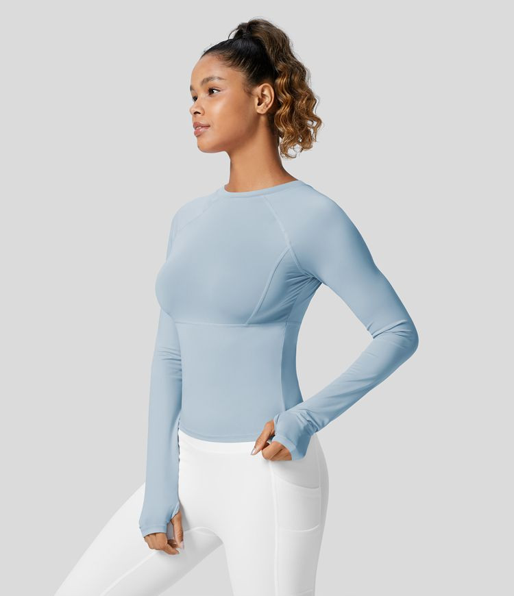 Solid Thumb Hole Yoga Sports Top | HALARA