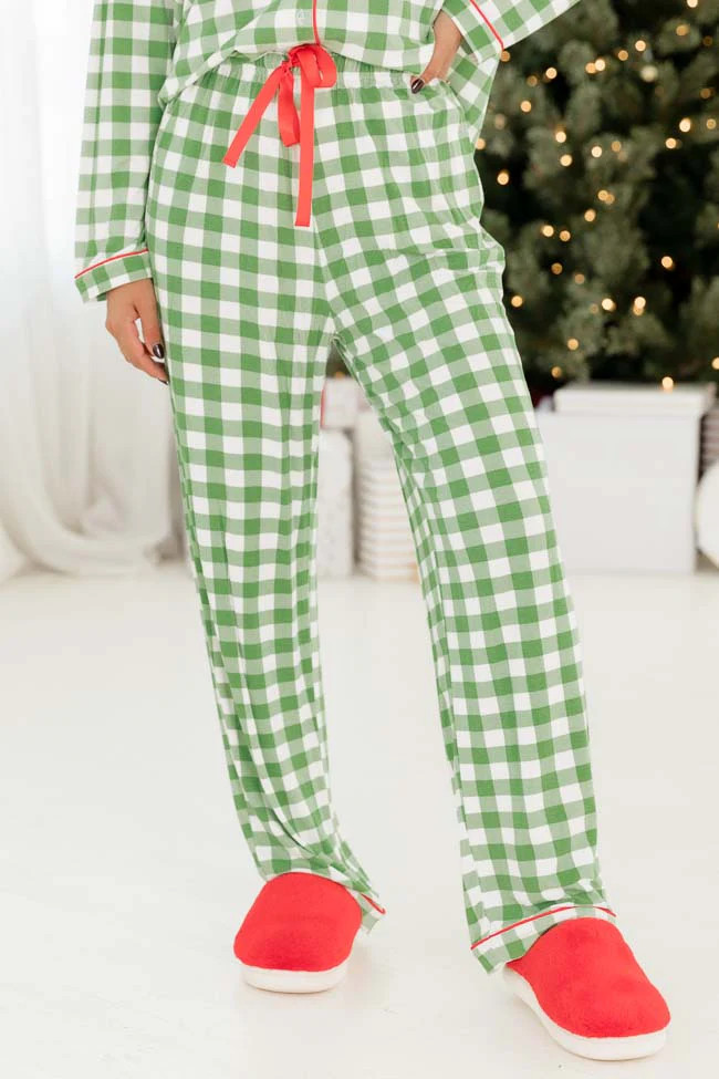 Making A List Green Plaid Pajama Bottoms | Pink Lily