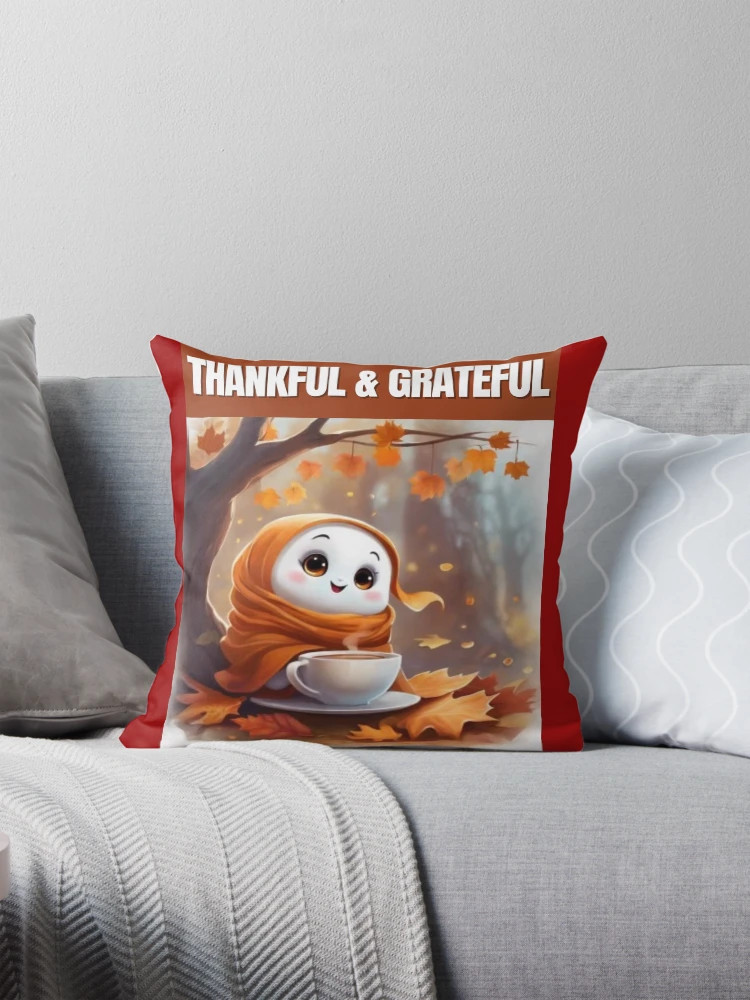Fall Ghost - Thankful & Grateful Pillow | Redbubble (US)