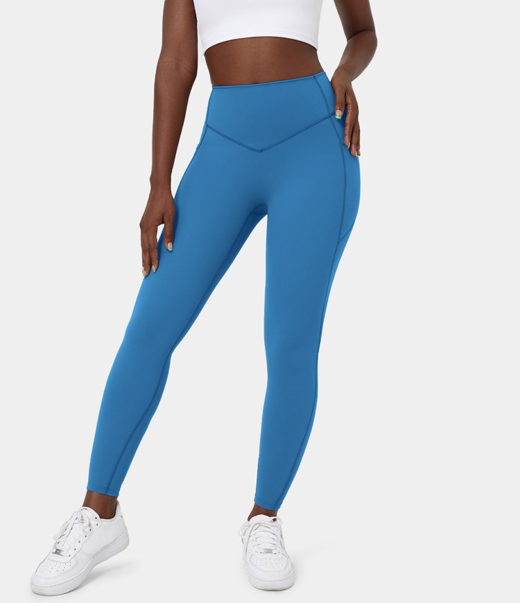 SoCinched High Waisted Tummy Control Side Pocket Shaping Training Leggings | HALARA