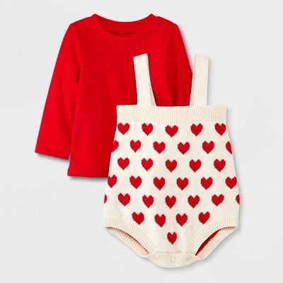 Baby Heart Sweater Top & Bottom Set - Cat & Jack™ Red | Target